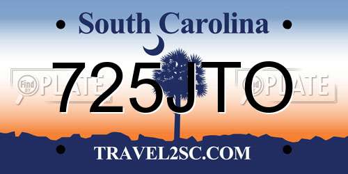 725JTO South Carolina License Plate