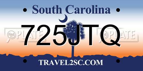 725JTQ South Carolina License Plate