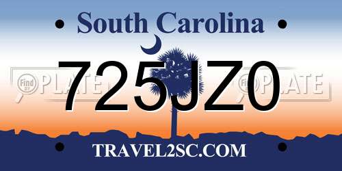 725JZ0 South Carolina License Plate