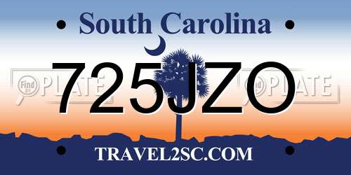 725JZO South Carolina License Plate