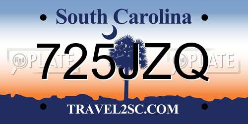 725JZQ South Carolina License Plate