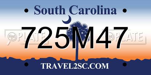 725M47 South Carolina License Plate