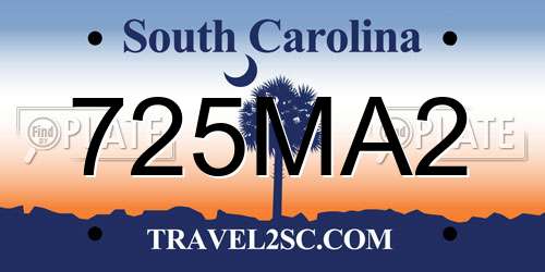 725MA2 South Carolina License Plate