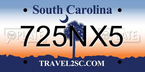 725NX5 South Carolina License Plate