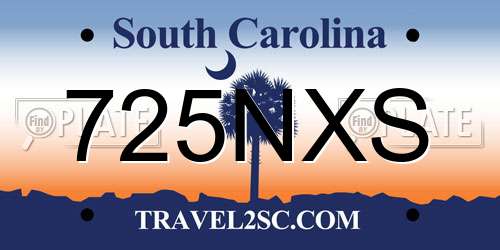 725NXS South Carolina License Plate