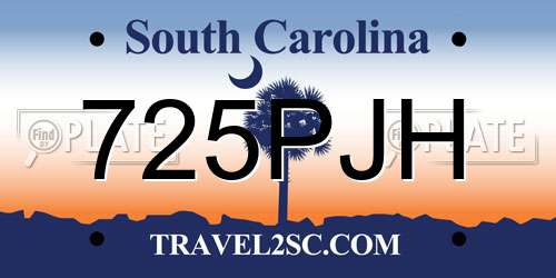 725PJH South Carolina License Plate