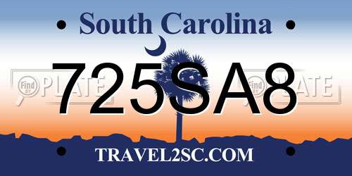 725SA8 South Carolina License Plate