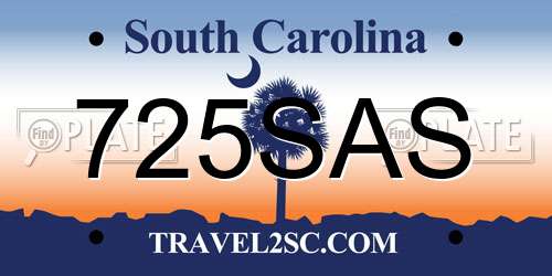 725SAS South Carolina License Plate