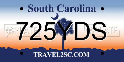 725YDS South Carolina License Plate