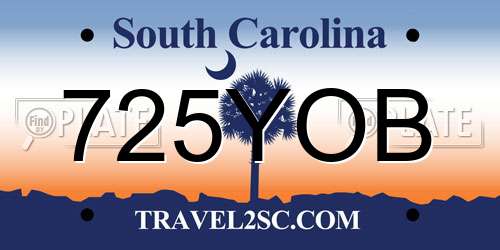 725YOB South Carolina License Plate