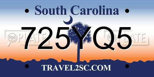 725YQ5 South Carolina License Plate