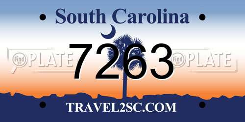 7263 South Carolina License Plate