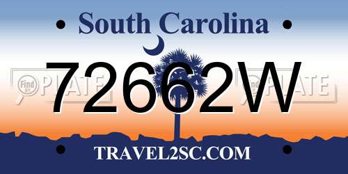 72662W South Carolina License Plate