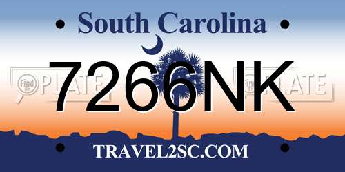 7266NK South Carolina License Plate