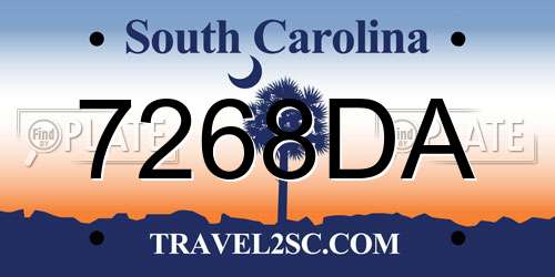 7268DA South Carolina License Plate