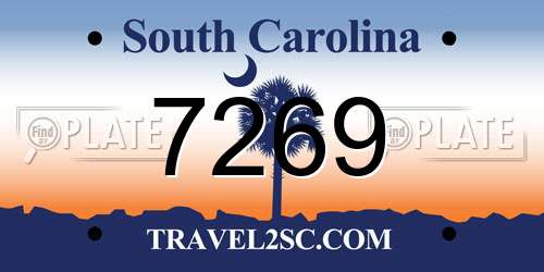 7269 South Carolina License Plate