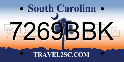 7269BBK South Carolina License Plate