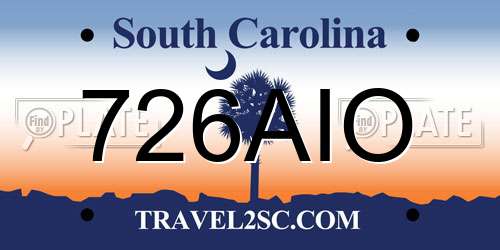 726AIO South Carolina License Plate