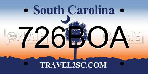 726BOA South Carolina License Plate