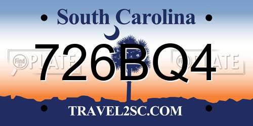 726BQ4 South Carolina License Plate