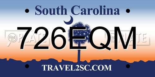 726EQM South Carolina License Plate