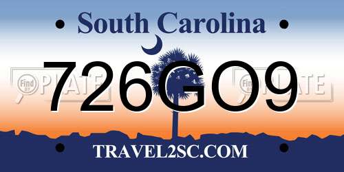 726GO9 South Carolina License Plate