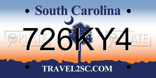 726KY4 South Carolina License Plate