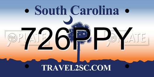 726PPY South Carolina License Plate
