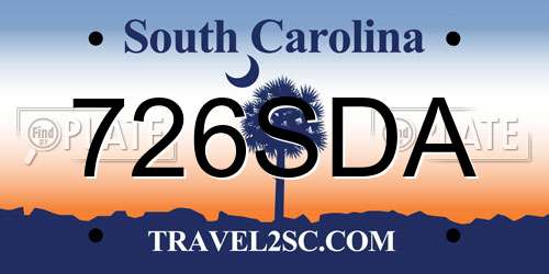 726SDA South Carolina License Plate