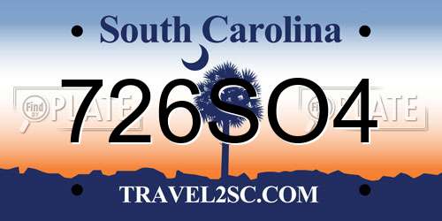 726SO4 South Carolina License Plate