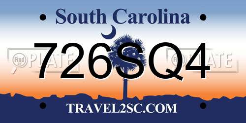 726SQ4 South Carolina License Plate