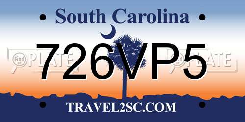 726VP5 South Carolina License Plate