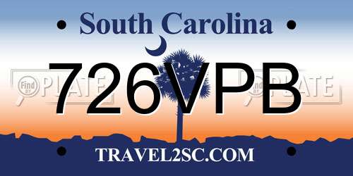 726VPB South Carolina License Plate