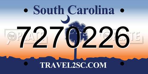 7270226 South Carolina License Plate