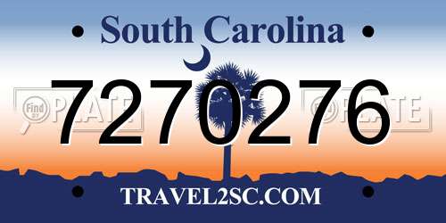 7270276 South Carolina License Plate