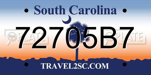 72705B7 South Carolina License Plate