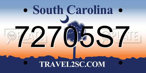 72705S7 South Carolina License Plate