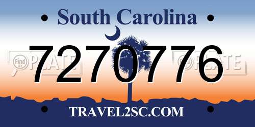 7270776 South Carolina License Plate
