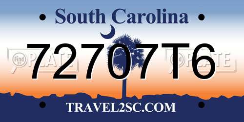 72707T6 South Carolina License Plate