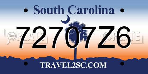 72707Z6 South Carolina License Plate