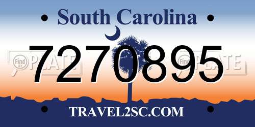 7270895 South Carolina License Plate