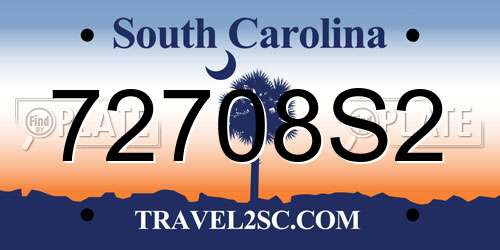 72708S2 South Carolina License Plate