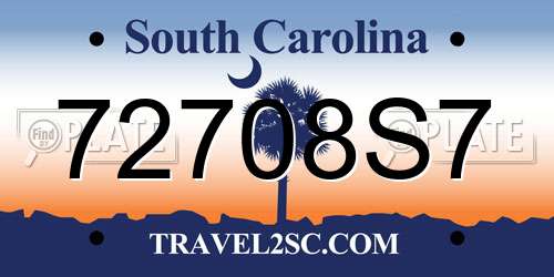 72708S7 South Carolina License Plate