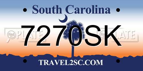 7270SK South Carolina License Plate