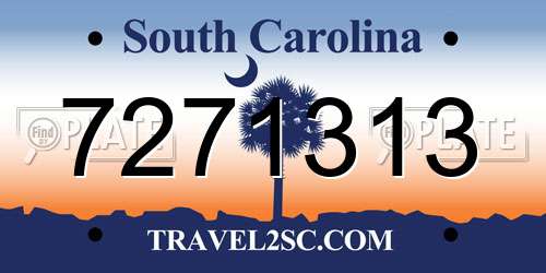 7271313 South Carolina License Plate