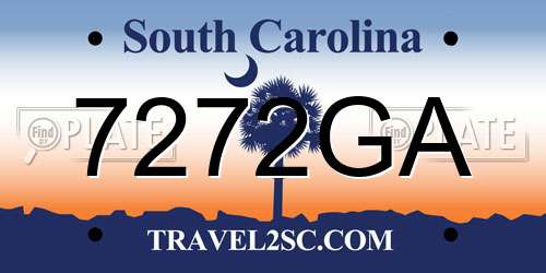 7272GA South Carolina License Plate