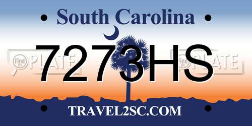 7273HS South Carolina License Plate