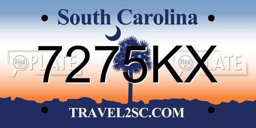 7275KX South Carolina License Plate