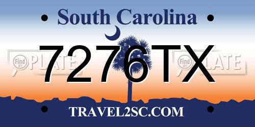 7276TX South Carolina License Plate