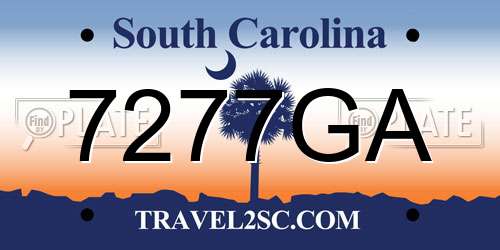7277GA South Carolina License Plate